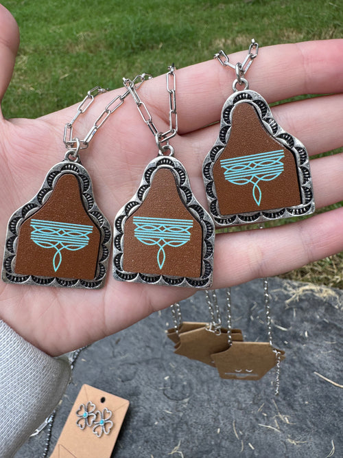 Boot Stitch Cattle Tag Necklace