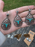 Aztec Cut Out Steer Necklace