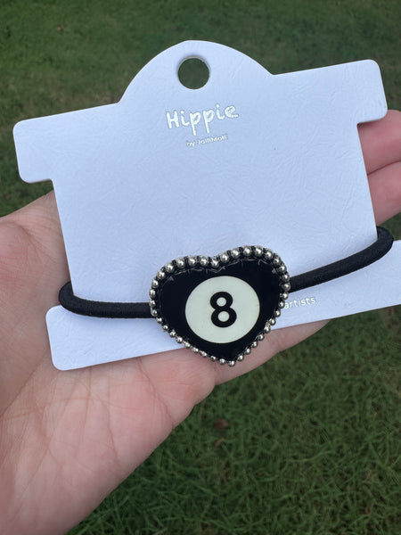 8 Ball Heart Hair Tie