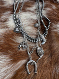 Western Charm Pearl Bead Layered Necklace