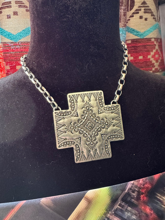 Large Southwestern Cross Concho Necklace Set