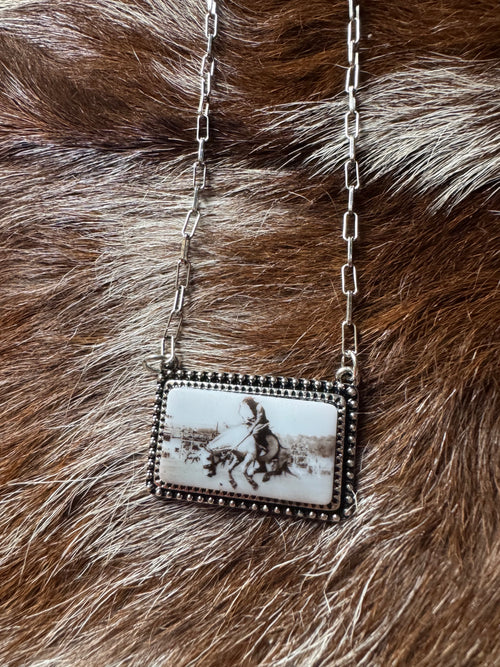 Western Rodeo Portrait Necklace