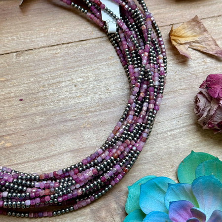 Silver-Plated Paperclip Chain Necklace with Dyed Coral & Hematite – 15”