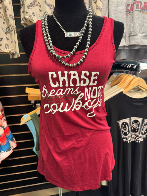 Chase Dreams Not Cowboys Flowy Tank
