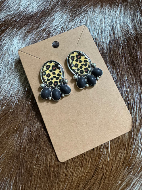 Leopard Earrings - Black