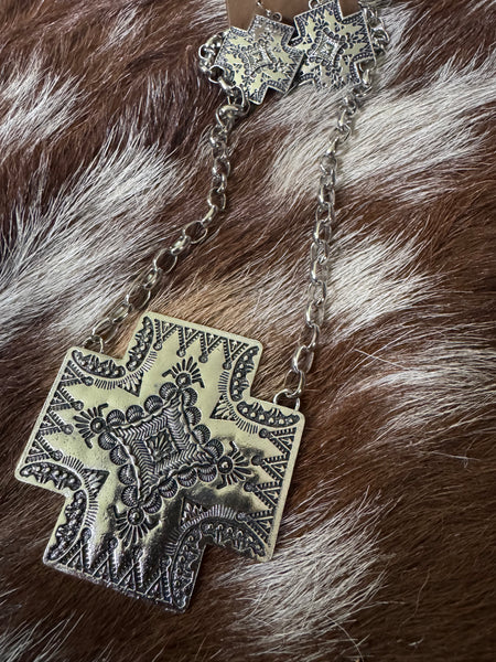Checker Spade Necklace - Turq