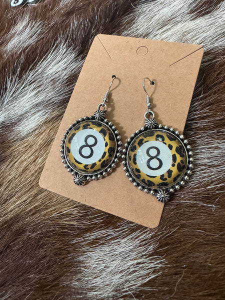 Leopard 8 Ball Bubble Earrings