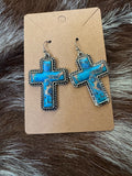 Golden Cowgirl Cross Earrings