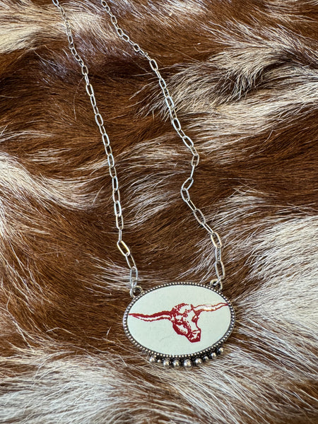 The "Longhorn Valley" Western Cameo Necklace