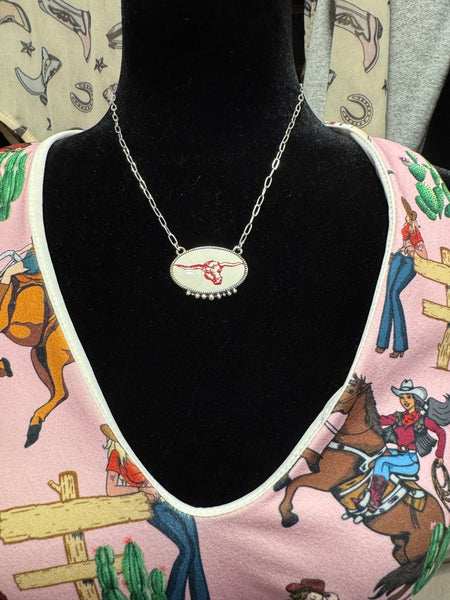 The "Longhorn Valley" Western Cameo Necklace