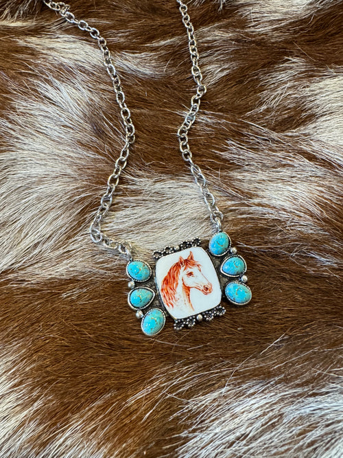 The "Wild Heart" Horse & Turquoise Statement Necklace
