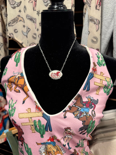 The "Desert Gallop" Wild Horse Cameo Necklace