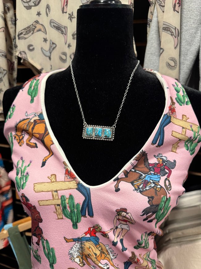 The "Triple Ridge" Turquoise Statement Bar Necklace