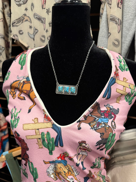 The "Triple Ridge" Turquoise Statement Bar Necklace