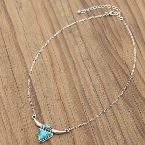 Western Steer Head Stone Pendant Necklace