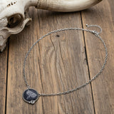 Western Boot Stitch Circle Necklace - Black