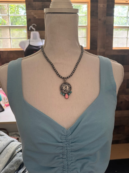 Zebra 8 Ball Beaded Necklace
