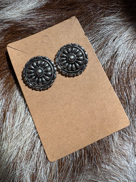 Round Western Concho Earrings