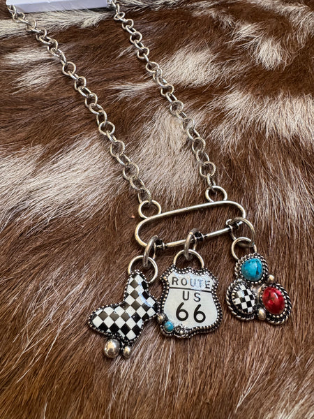Route 66 Statement Charm Necklace