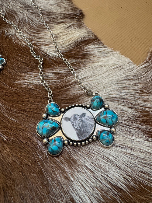 Western Cow Print Necklace