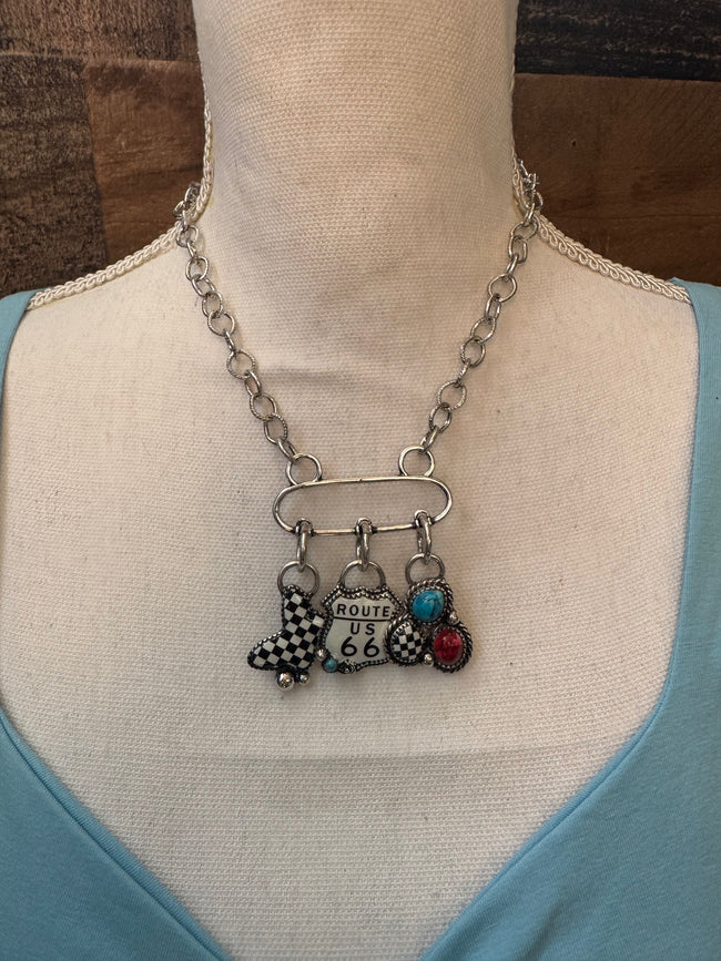 Route 66 Statement Charm Necklace