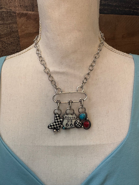 Route 66 Statement Charm Necklace