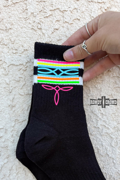 Neon Boot Stitch Socks