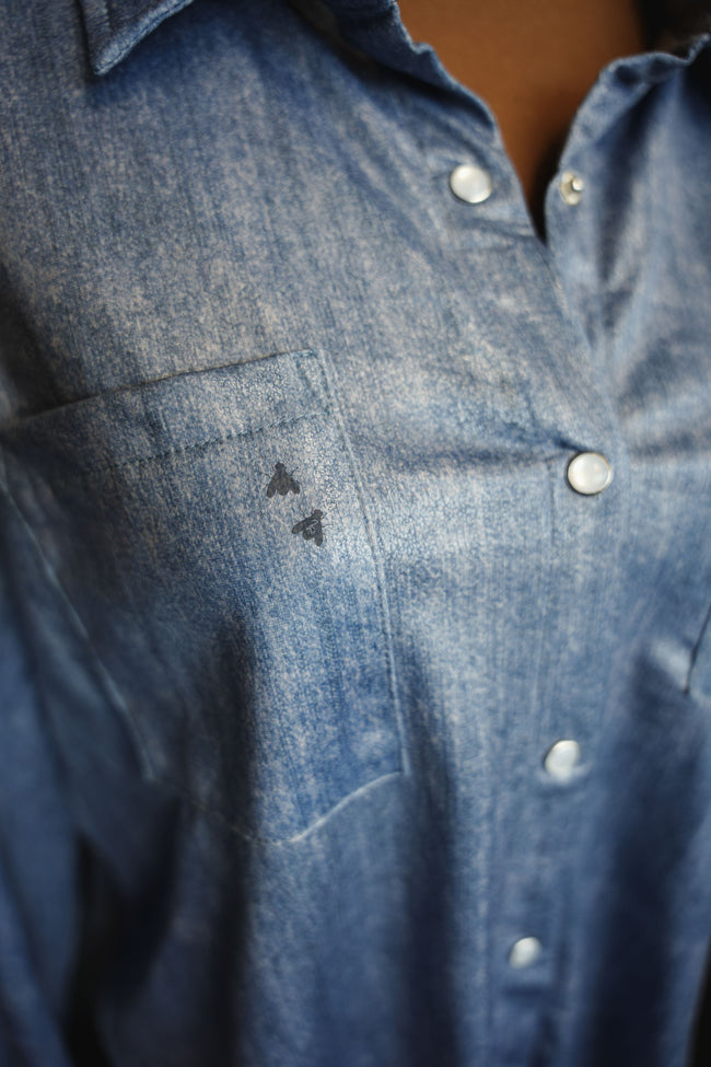 LEATHER LUX* DENIM Button Up