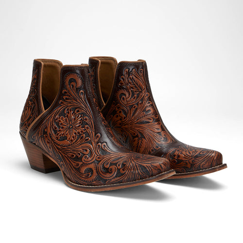 LOYAL WEST X MYRA Handtooled Booties - Tan