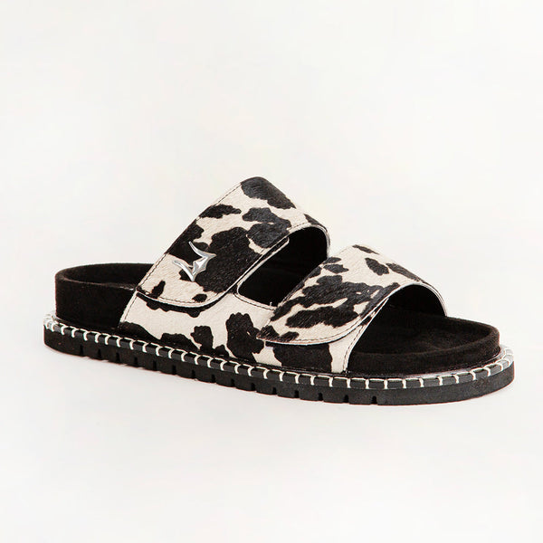 Loyal West Deen Canyon Sandals - Black And White Cowhide