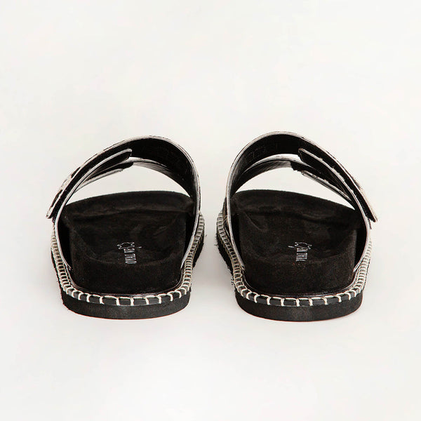Loyal West Deen Canyon Sandals - Black And White Cowhide