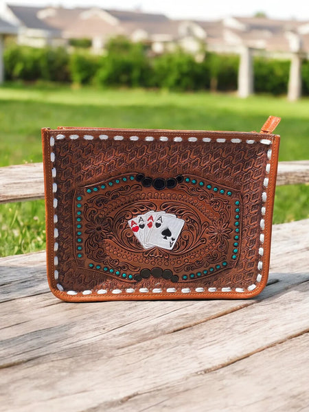 CARDS TOOLED LEATHER CROSSBODY