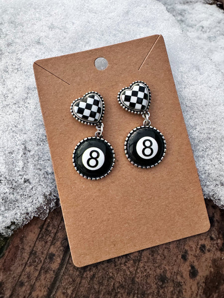 Oval Checker Stud Earrings - Turq.