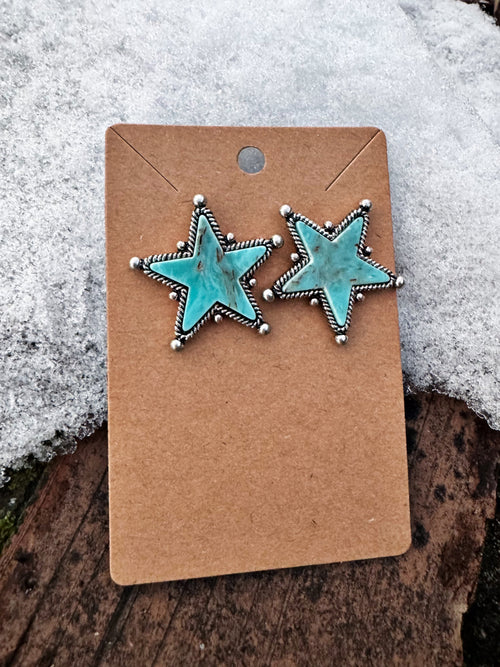 Turquoise Star Stud Earrings