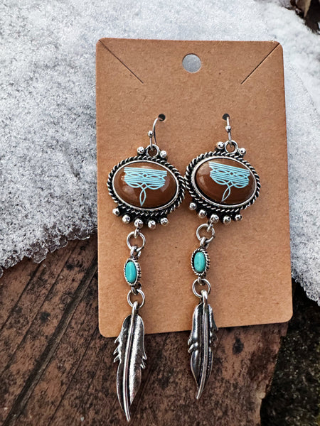 Turquoise Oval Hoop Earrings