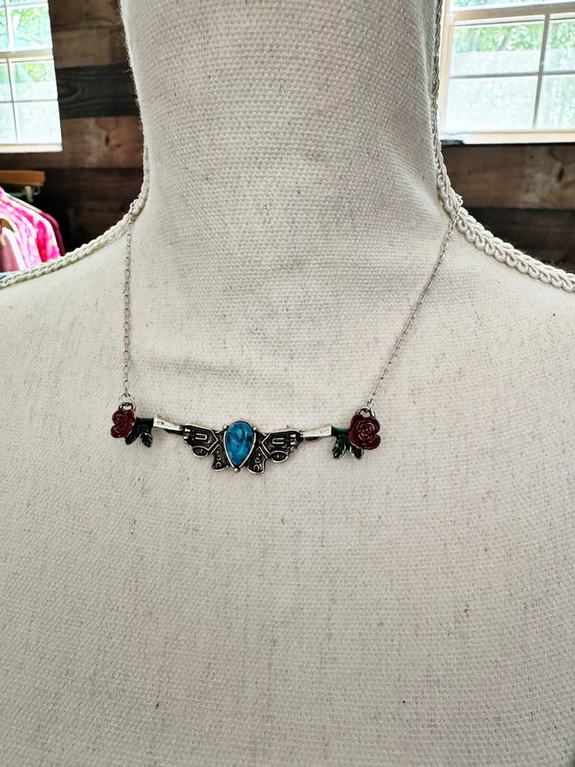 The "Pistol Annie" Rose & Turquoise Necklace