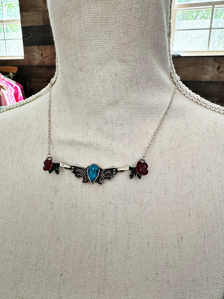 The "Pistol Annie" Rose & Turquoise Necklace