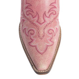 Myra Ximena Leather Mules in Pink - Handstitched Cowgirl Mules with Low Heel for Carnival Chic