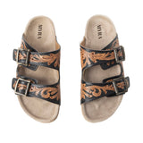 Falling Feather Sandals In Brown and Black