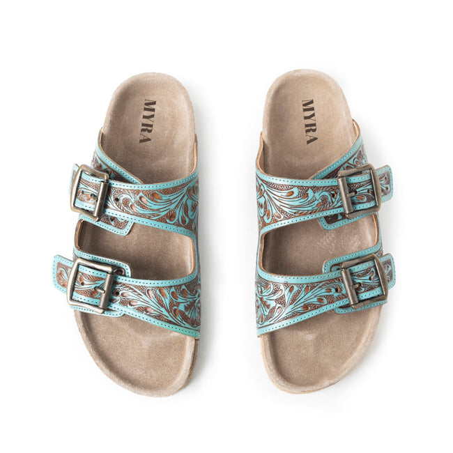 Falling Feather Sandals In Blue and Brown