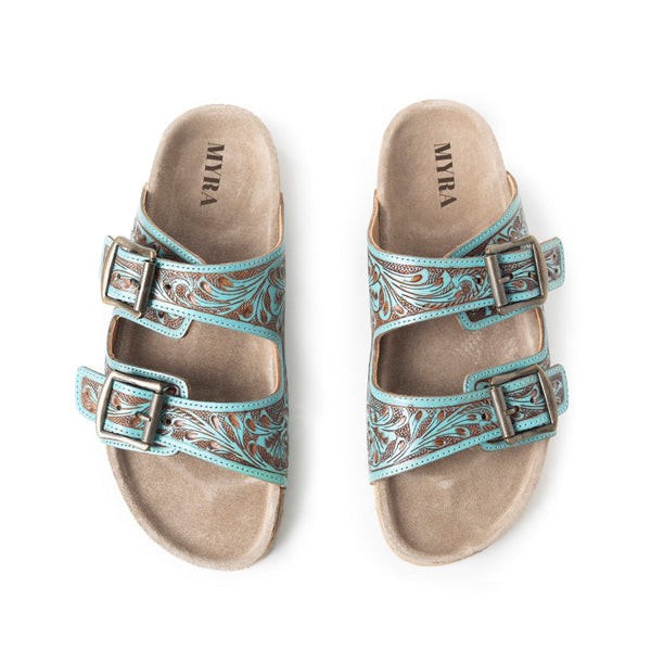 Falling Feather Sandals In Blue and Brown
