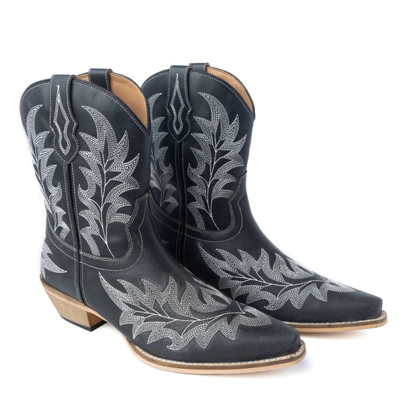 Desert Pearl Ankle Boots in Coal Black