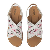 Lilytrail Embroidered Leather Sandals in Frost White
