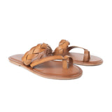 Longhorn Western Leather Sandals in Mocha Brown