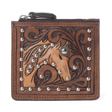 Myra Briar Creek Handtooled Leather Credit Card Holder in Toasted Honey