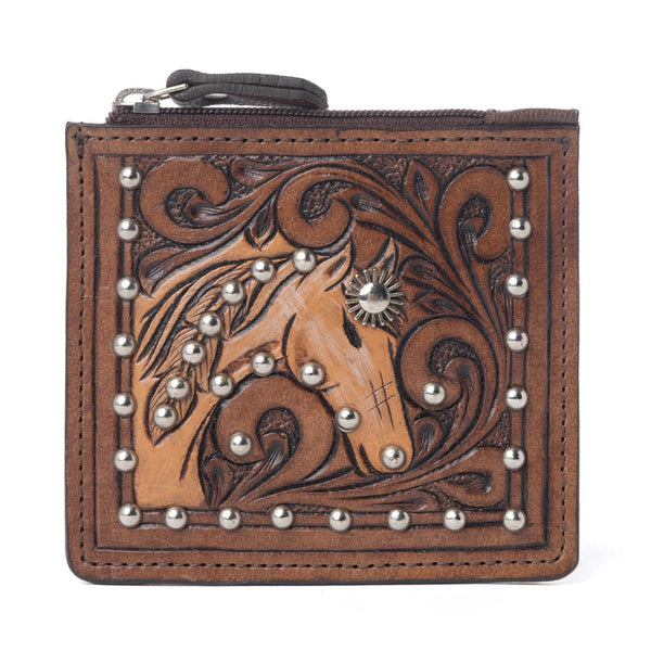 Myra Briar Creek Handtooled Leather Credit Card Holder in Toasted Honey