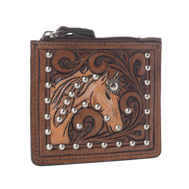 Myra Briar Creek Handtooled Leather Credit Card Holder in Toasted Honey