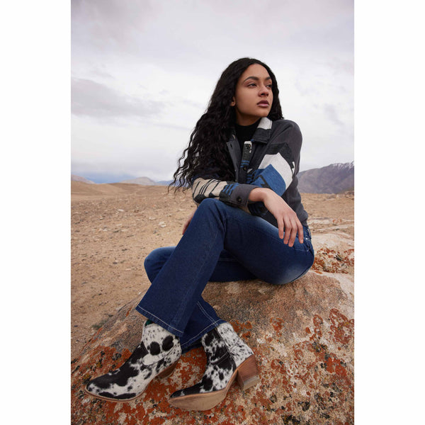 Myra Virginia Trail Hairon Leather Cowgirl Boots for Women  Pointed Toe, Low Block Heel, Ranch-Inspired Ankle Fit