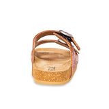 Myra Molly Megan Handtooled Leather Sandals - Easy Slip-on Dual Buckle Leather Flats for Women