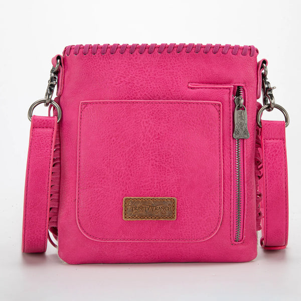 Trinity Ranch Hair-On Cowhide Fringe Concealed Carry Crossbody Bag - Hot Pink